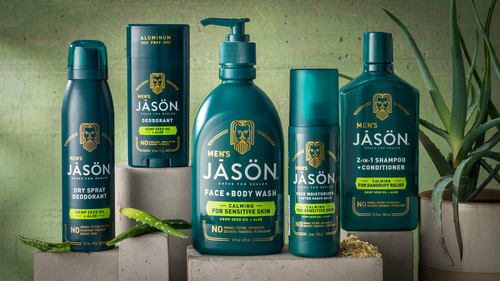 Jason Hemp Seed Oil ingredient bottle—nourishes hair and scalp with natural moisturizers.