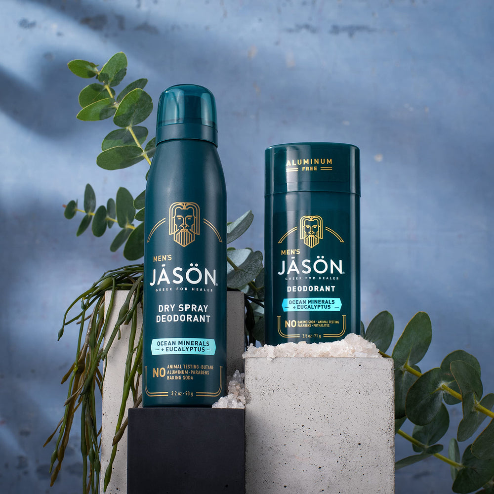 Jason Men's Hydrating Deodorant Stick in gym bag for post-workout freshness.