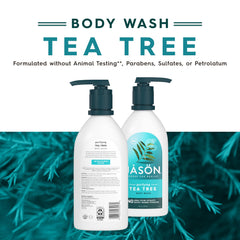 JASON Tea Tree Purifying Body Wash pump image for quick, refreshing post-workout cleanse.
