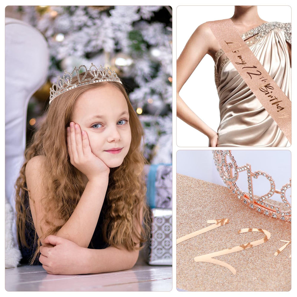 JasperKino rose-gold glitter belt shines with foil characters for celebration