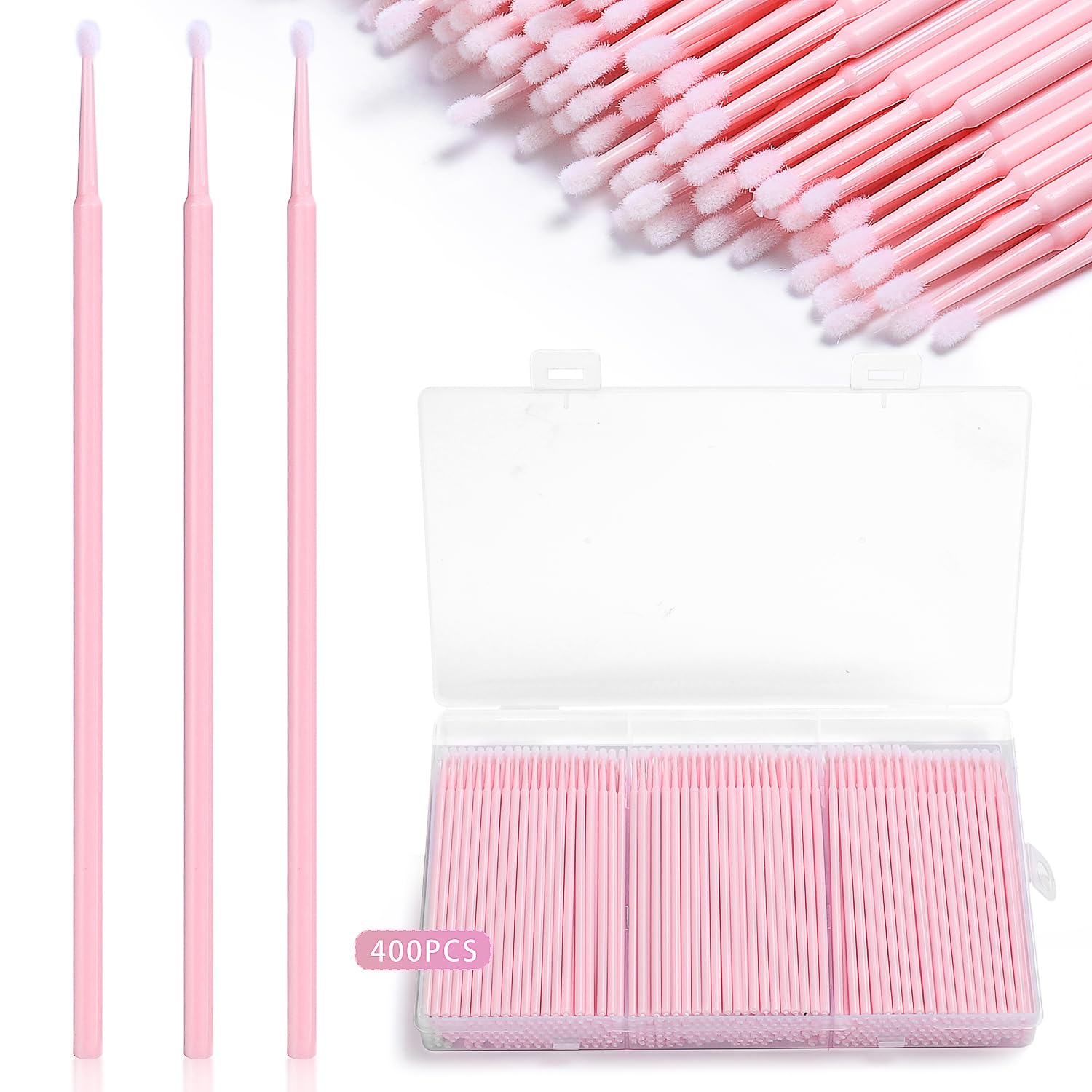 JASSINS 400-pcs micro applicator brushes pack for precise makeup application.