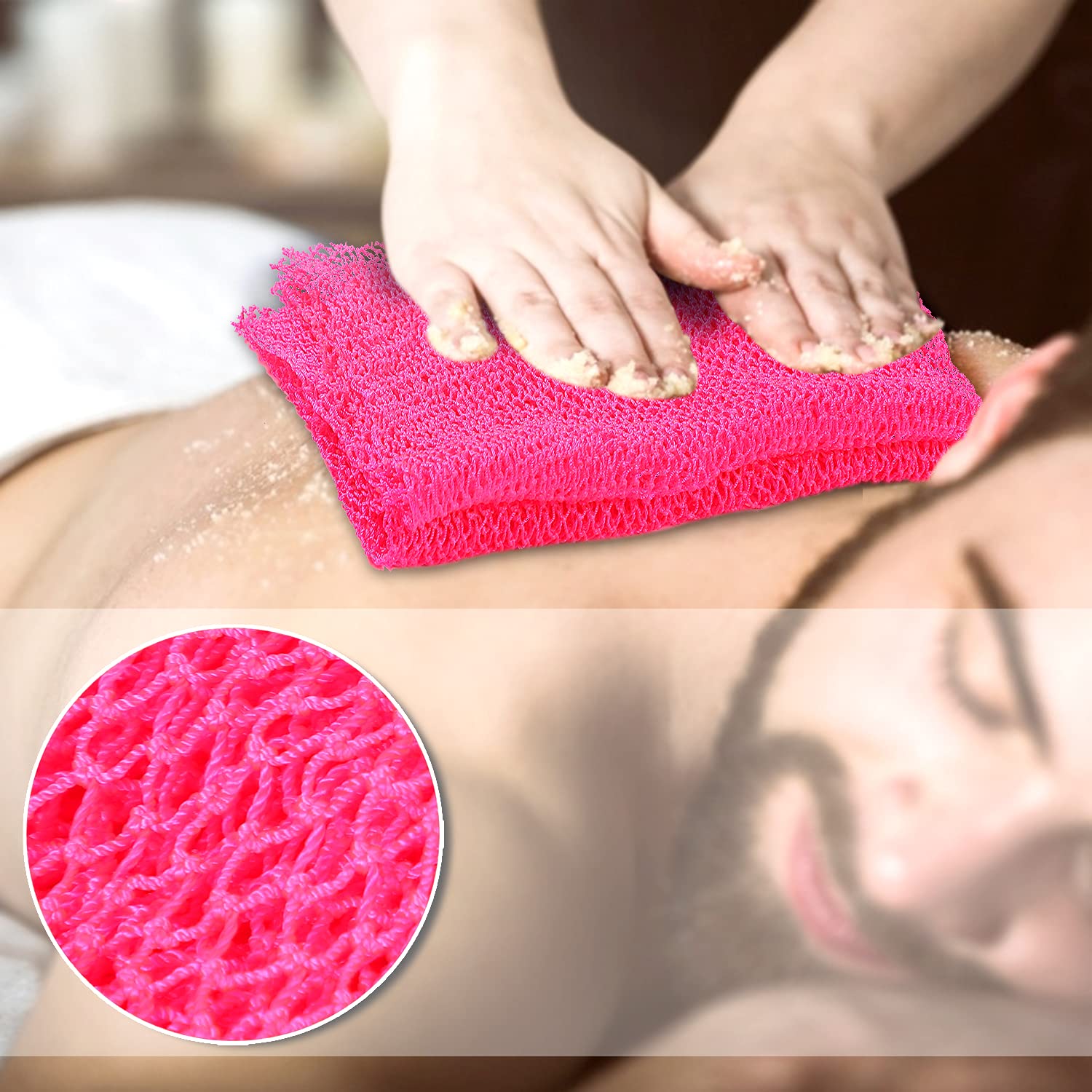 JASSINS pink net adds a vibrant touch to daily showers.