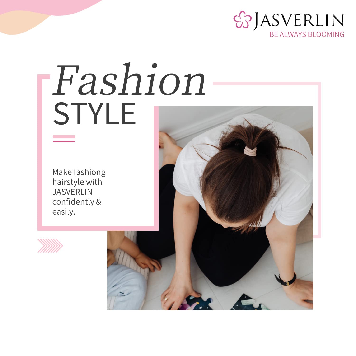 JASVERLIN light-blonde hair ties closeup shows cotton-spandex weave for durable, gentle hold.