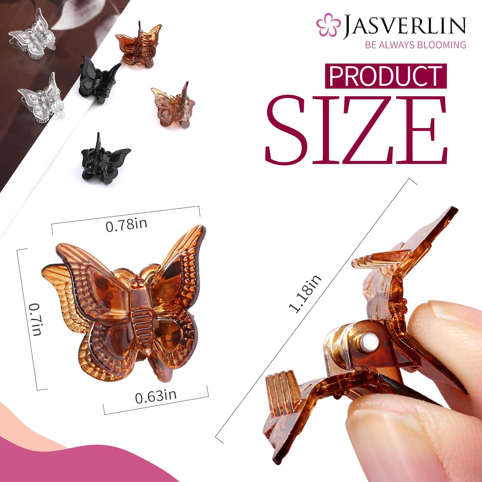 JASVERLIN clear clip blends discreetly for subtle, secure styling.