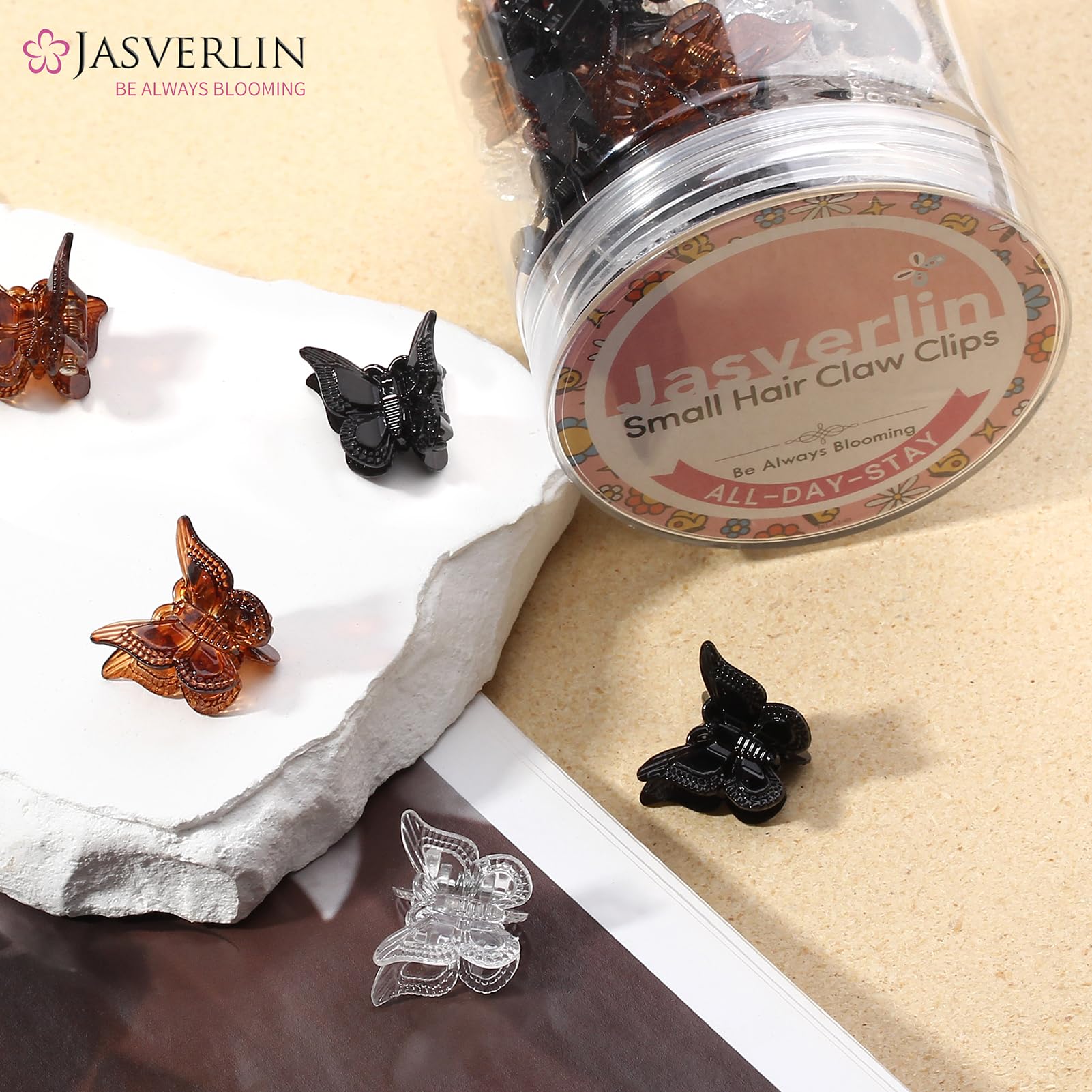 JASVERLIN clip sits lightly on hair for comfortable styling.