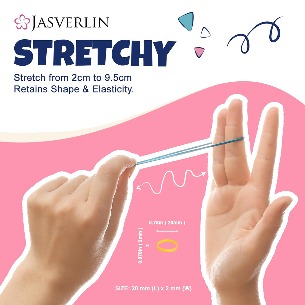 JASVERLIN rainbow hair bands 2000-pack stored in a portable jar for easy on-the-go styling