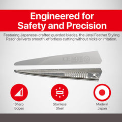 Jatai Feather no-nip tip detail for precise, safe cutting during professional sessions.