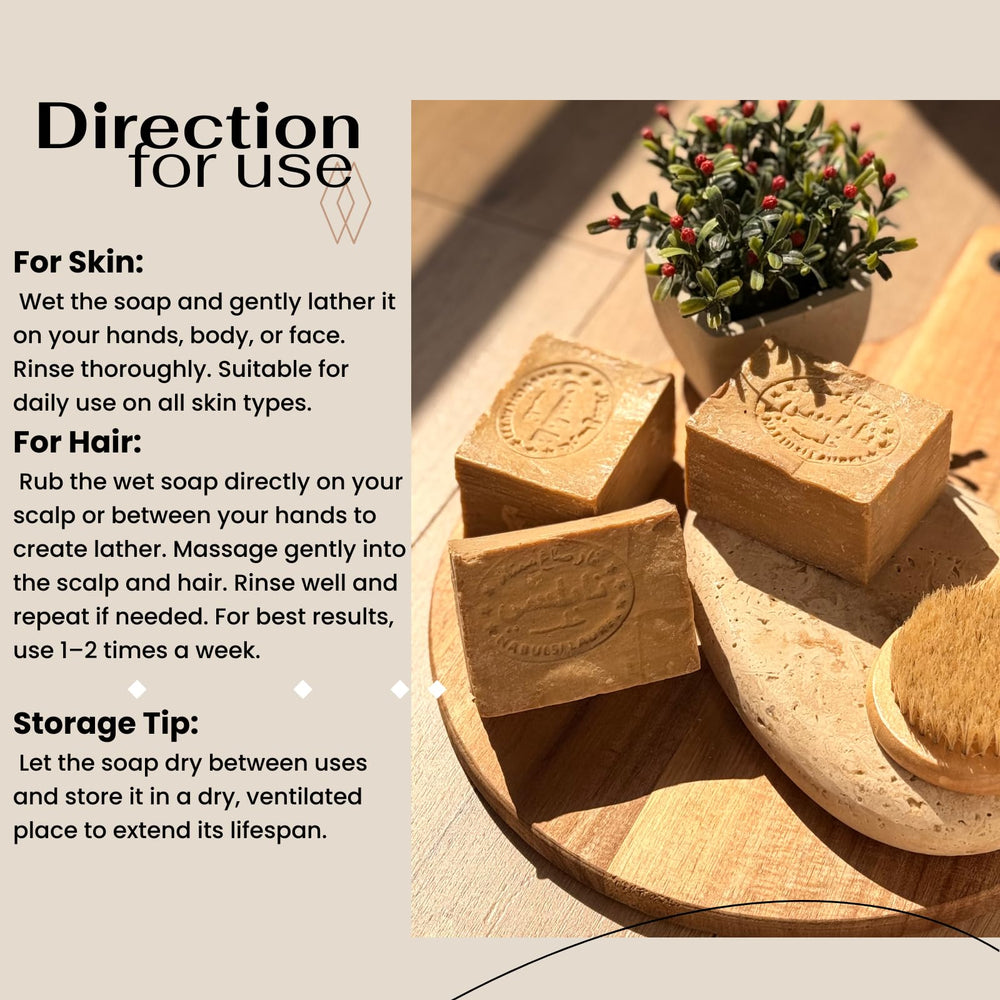 jatisse Aleppo soap hand body face use shows versatile cleansing.