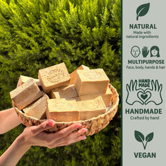 jatisse Aleppo soap olive oil base closeup for moisturising properties.