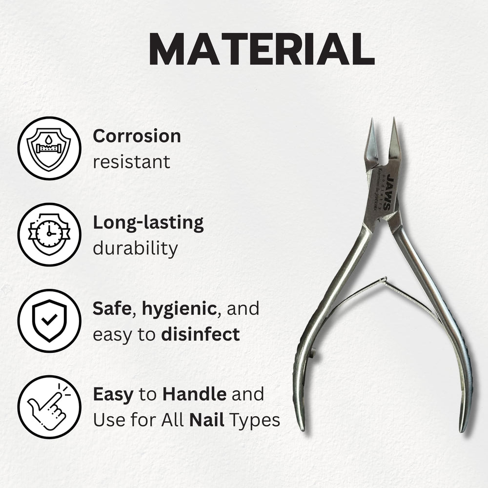 Jaws Podiatry double-action toe nail clipper in use delivers clean, controlled cuts.