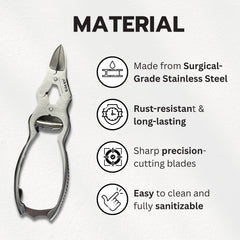 Jaws Podiatry large surgical toe nail clippers, side view, showing sturdy construction and leverage.