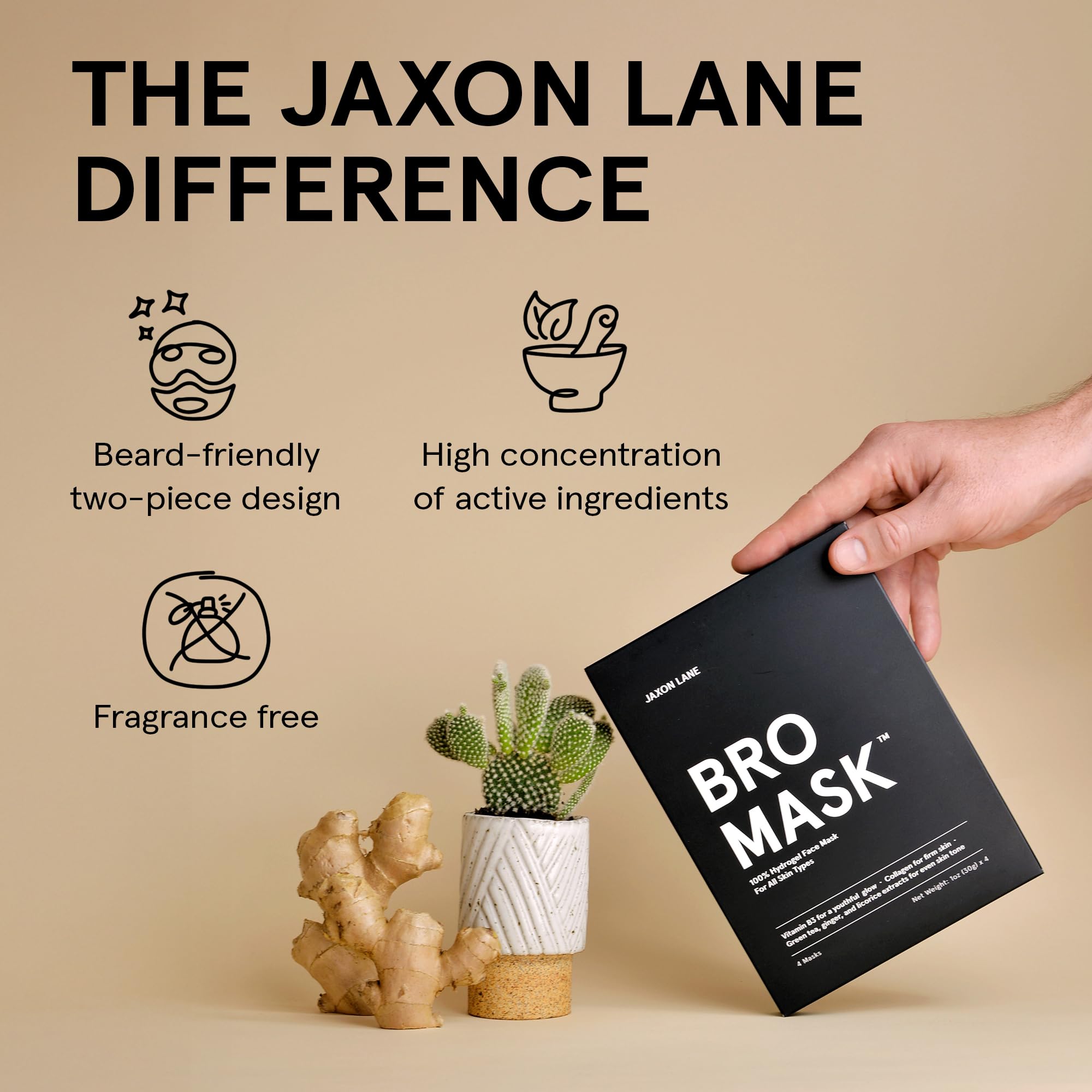 JAXON LANE Bro Mask ingredients niacinamide and hyaluronic acid support even tone