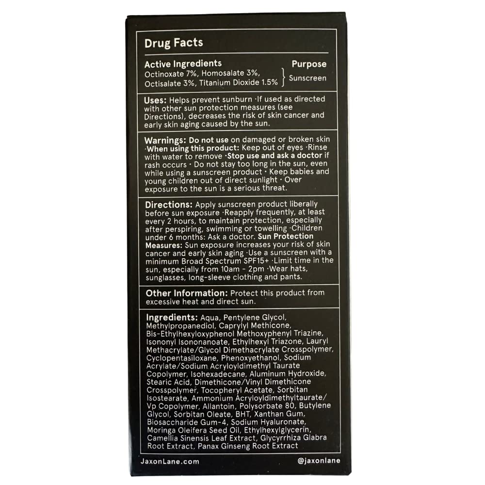 JAXON LANE Rain or Shine fragrance-free label suggests gentle sun protection.