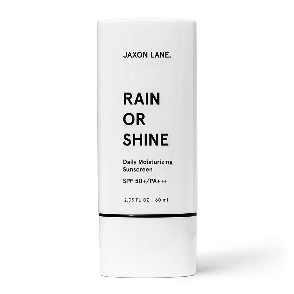 JAXON LANE Rain or Shine sunscreen bottle with SPF 50 protection for daily use.