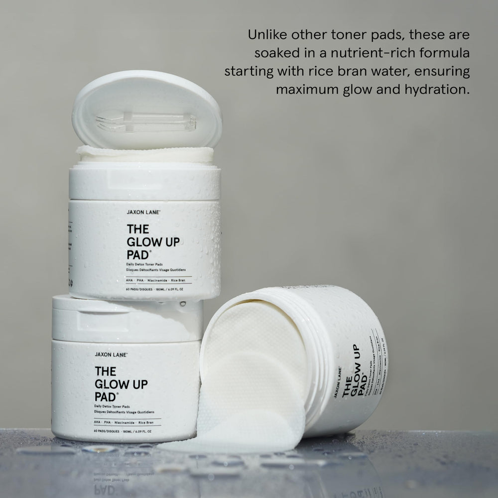JAXON LANE Rice Toner Pads hyaluronic acid glow promotes hydration without stickiness.