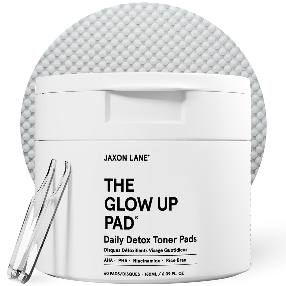 JAXON LANE Rice Toner Pads pack closeup for quick daily exfoliation and prep.