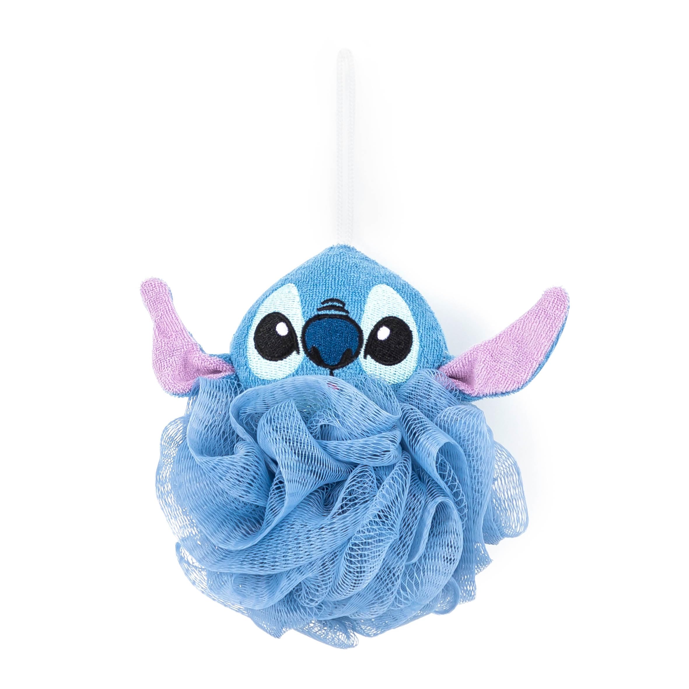 Jay Franco Disney Lilo & Stitch loofah with a 6-inch hanging strap for easy storage