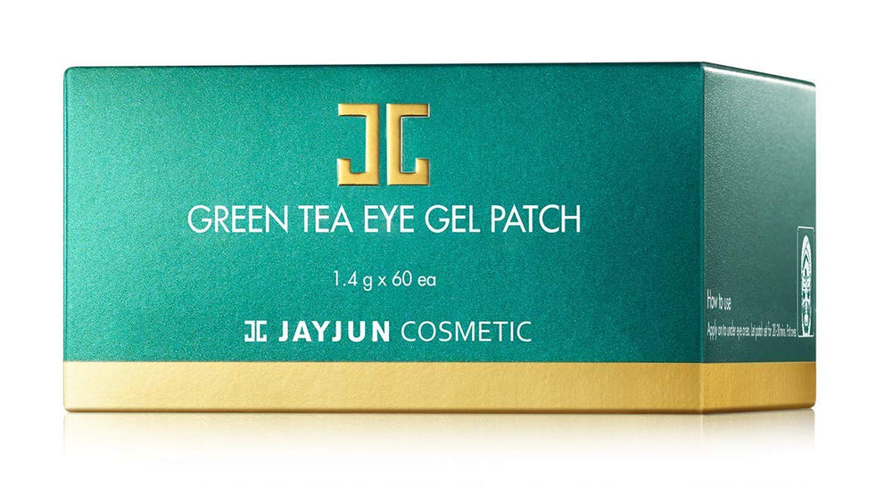 JAYJUN JJ eye patches show visible green tea elements for fresh-looking skin.