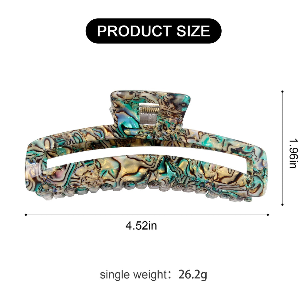 Jayongnee clip large rectangle hair clip closeup shows smooth acrylic and strong grip.