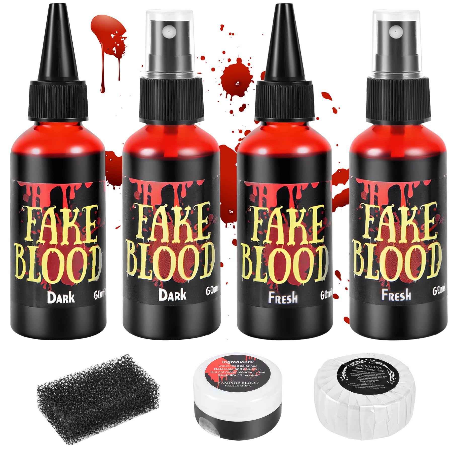 JAYUWE Halloween fake blood kit front view for complete SFX looks