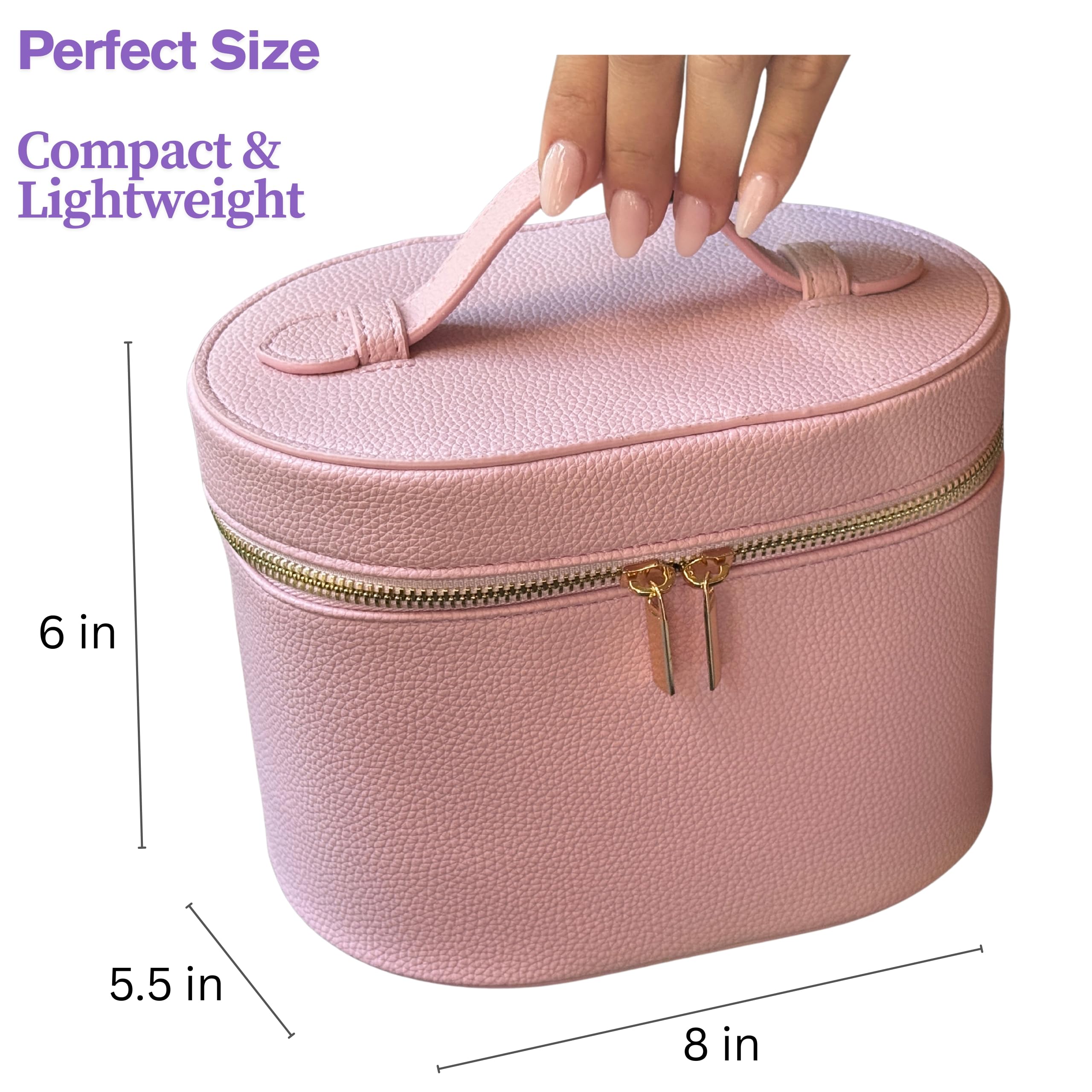 JAZD vanity case makeup bag pink color helps easy identification and personal style