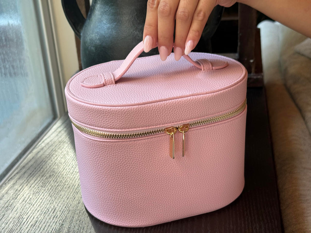 JAZD vanity case makeup bag water-resistant PU leather protects contents during outings