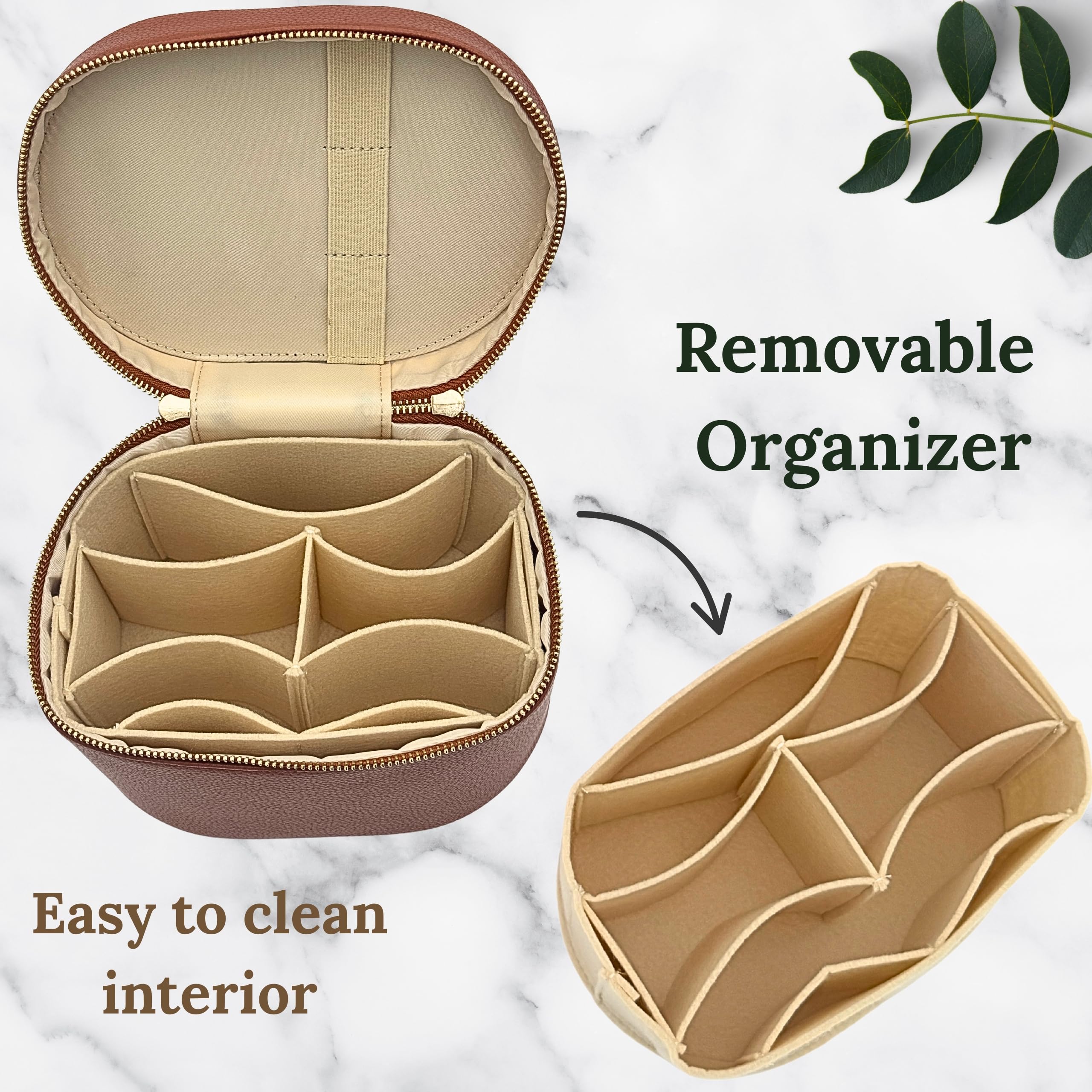 JAZD vanity case top handle closeup, lightweight for weekend getaways.