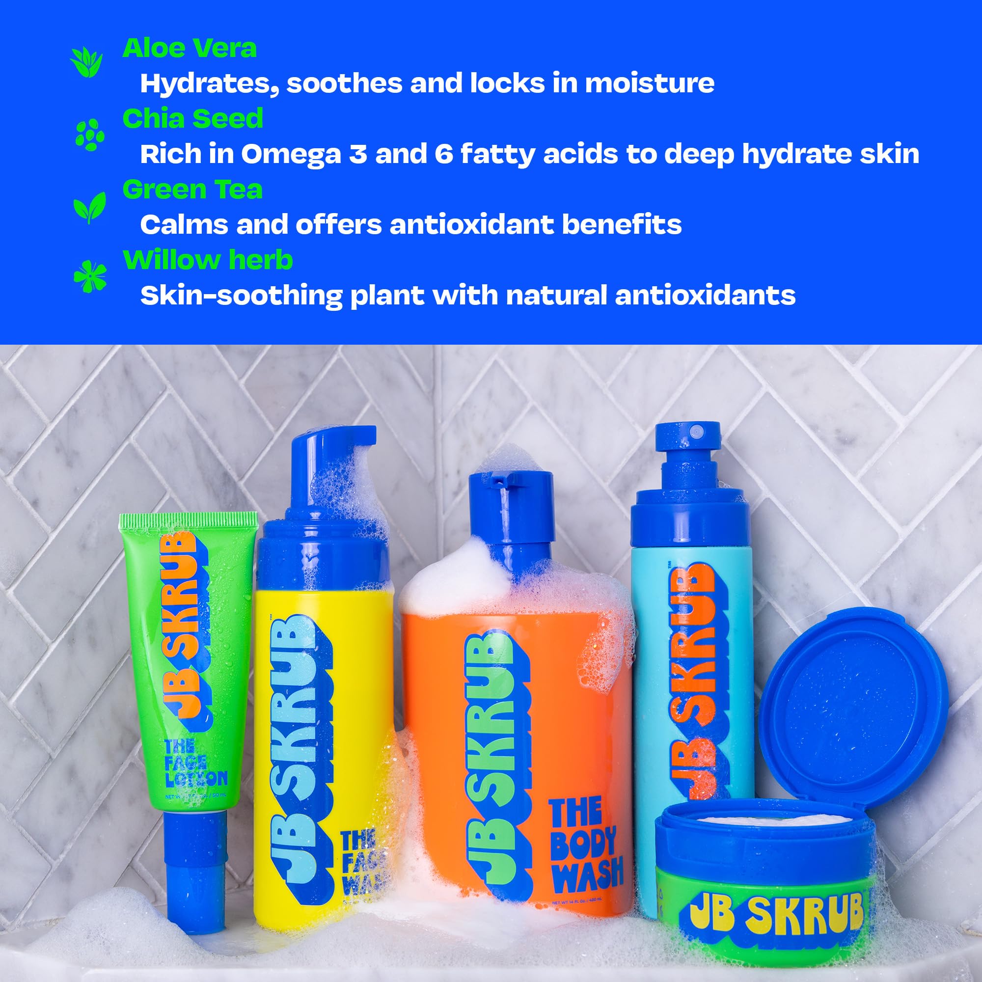JB SKRUB acne face wash foaming cleanses sensitive skin without dryness.