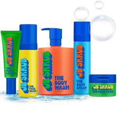 JB SKRUB body wash pump delivers refreshing hydration for kids' skin.
