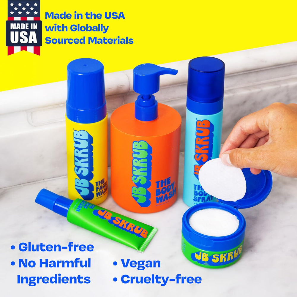 JB SKRUB deodorizing body spray citrus scent keeps kids smelling fresh longer.