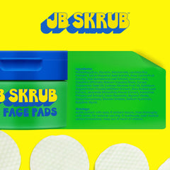 JB SKRUB Exfoliating Pads in use, pad glides to help clear pores.