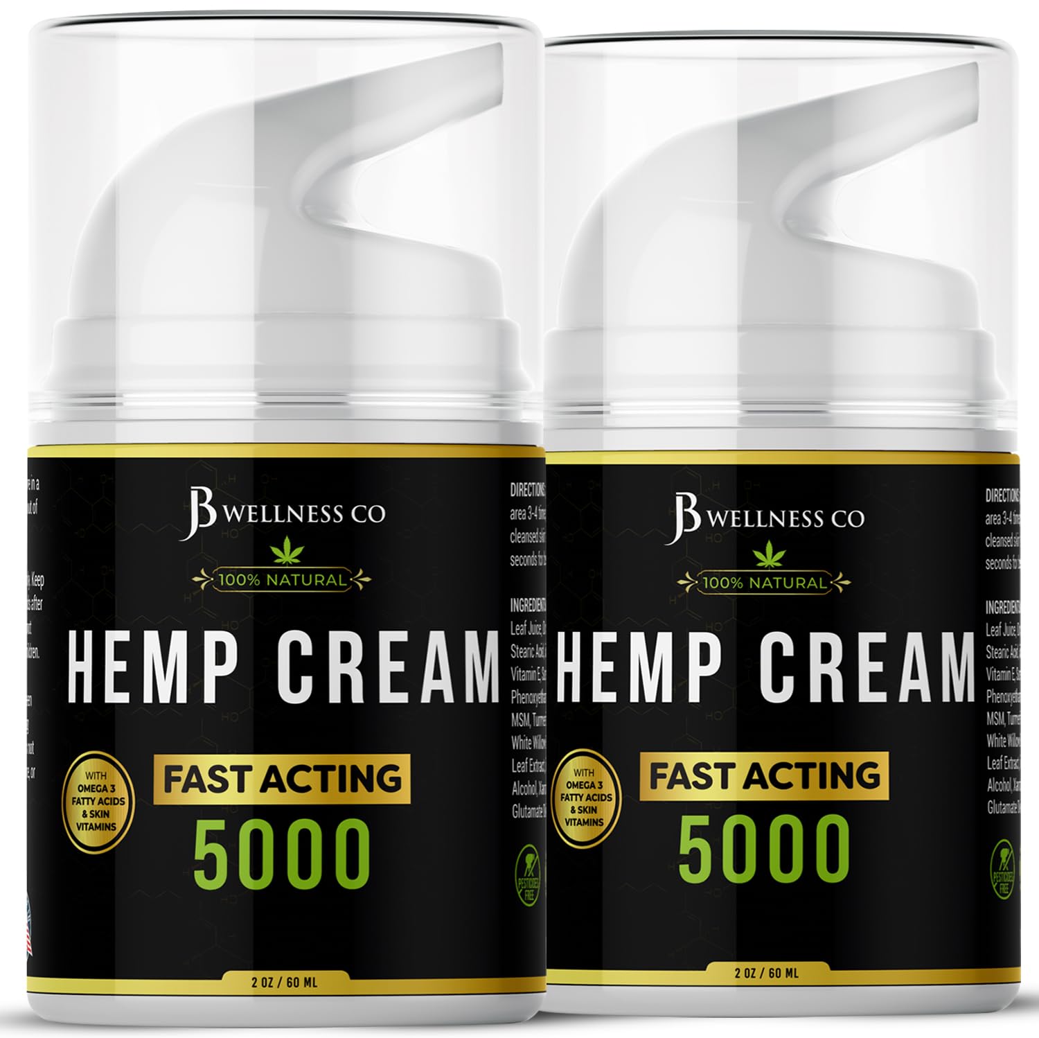 JB Wellness Co Hemp Cream bottle offers quick-absorbing moisture for daily skin care.