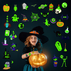 JCFIRE glow tattoo pumpkin highlighting Halloween fun for kids' activities.