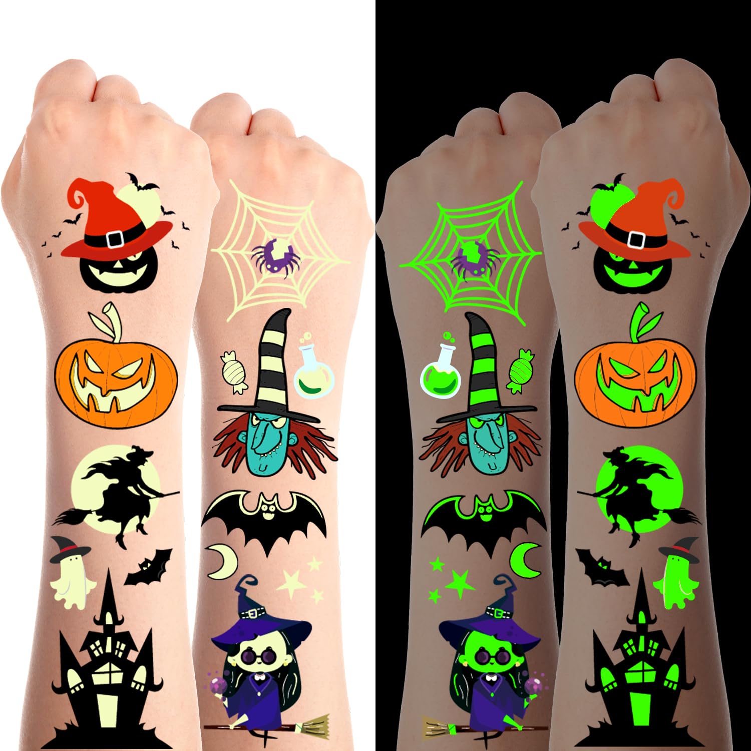 JCFIRE glow tattoo skeleton for kids party favors with glow-in-the-dark appeal.