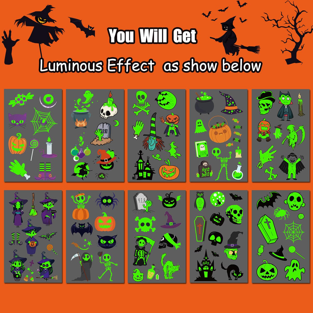 JCFIRE glow tattoo witch motif ideal for Halloween dress-up moments.