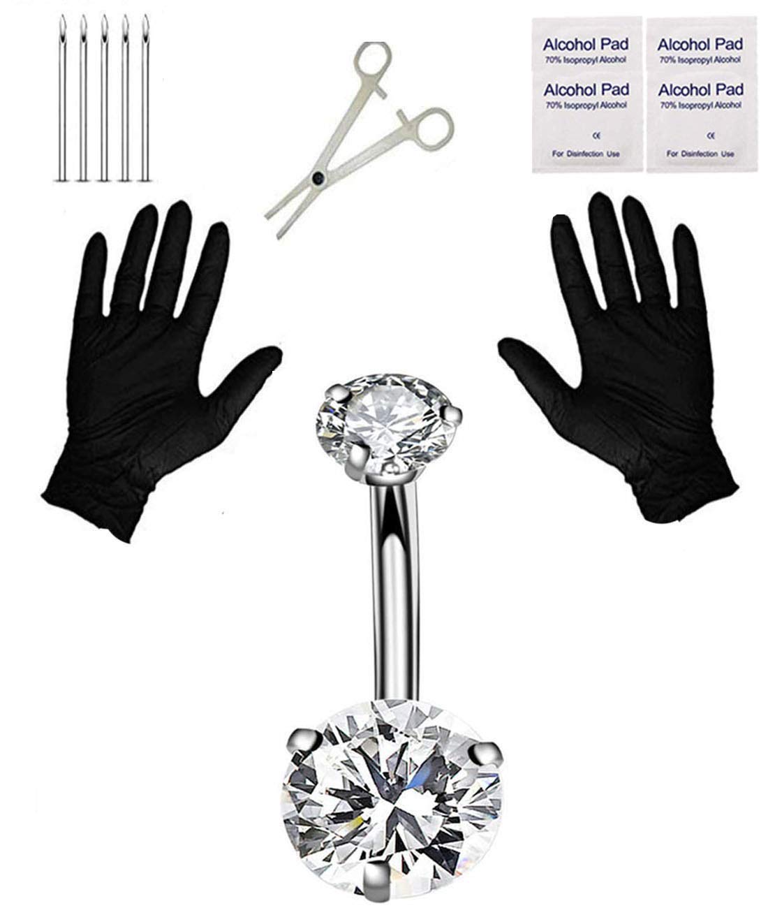 Jconly Pain-Free Belly Piercing Kit close-up with precision tools for home use
