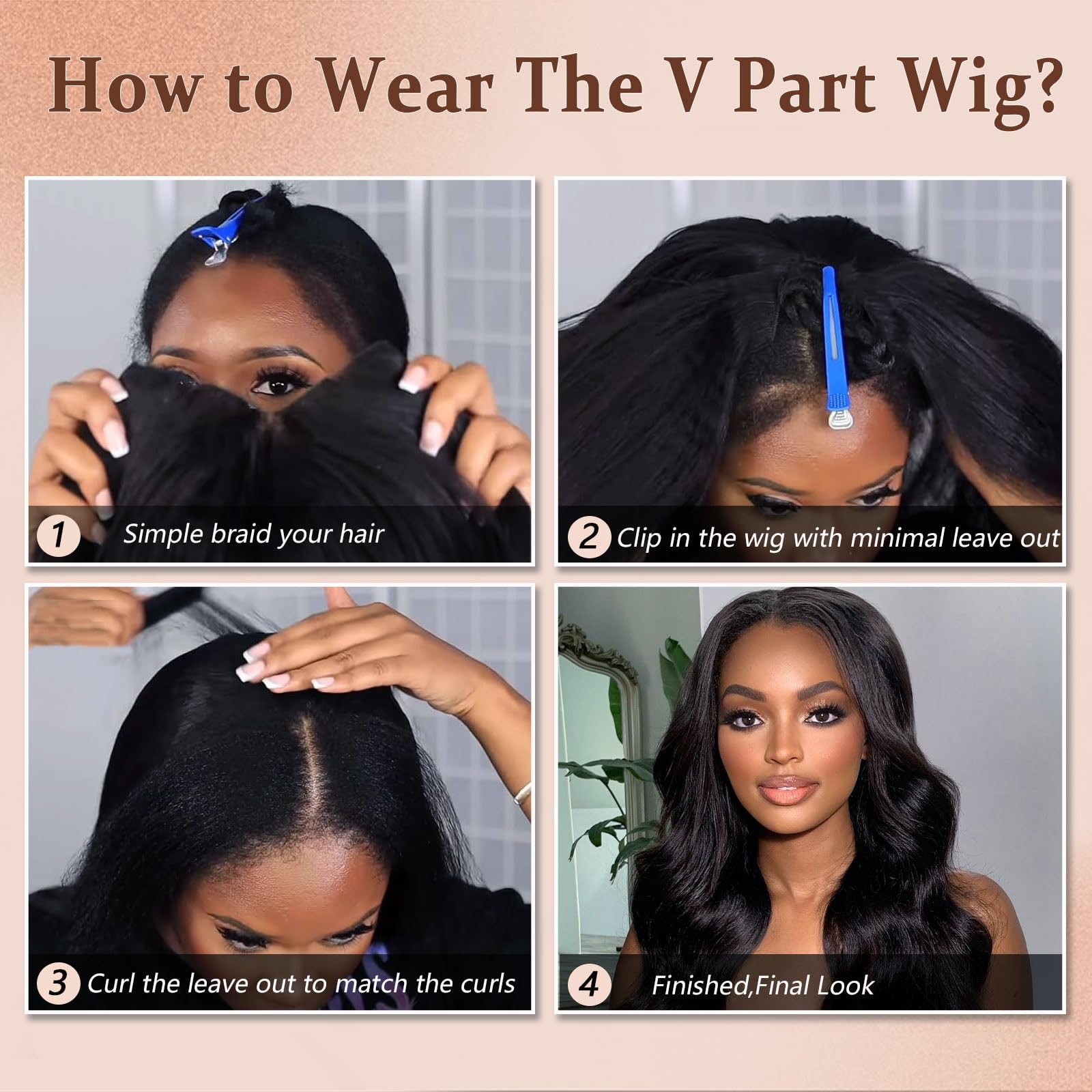 jcoolo V Part Wig 200 density adds fullness and body