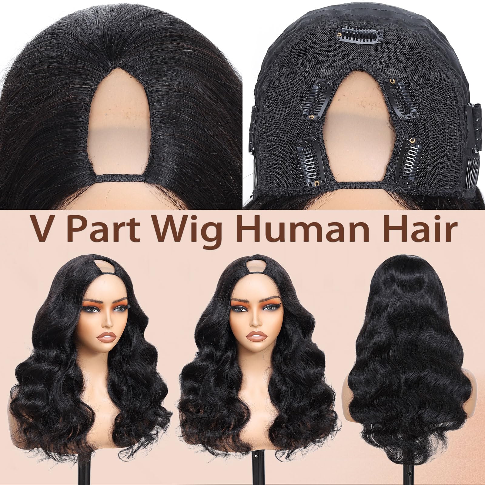 jcoolo V Part Wig invisible weft edge creates natural hairline blending