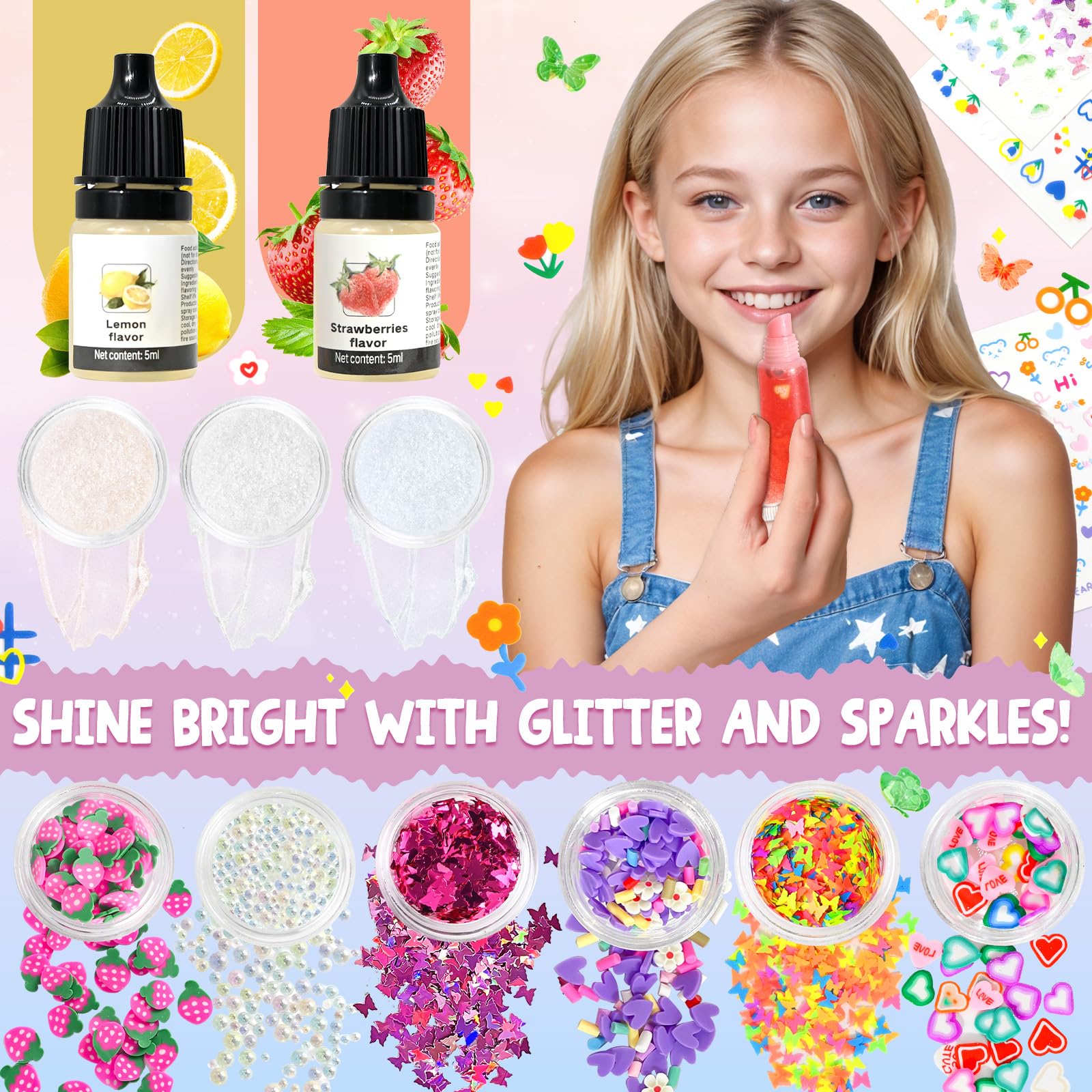 Jcoos lip gloss kit glitter and sequins add sparkle for eye-catching gloss looks