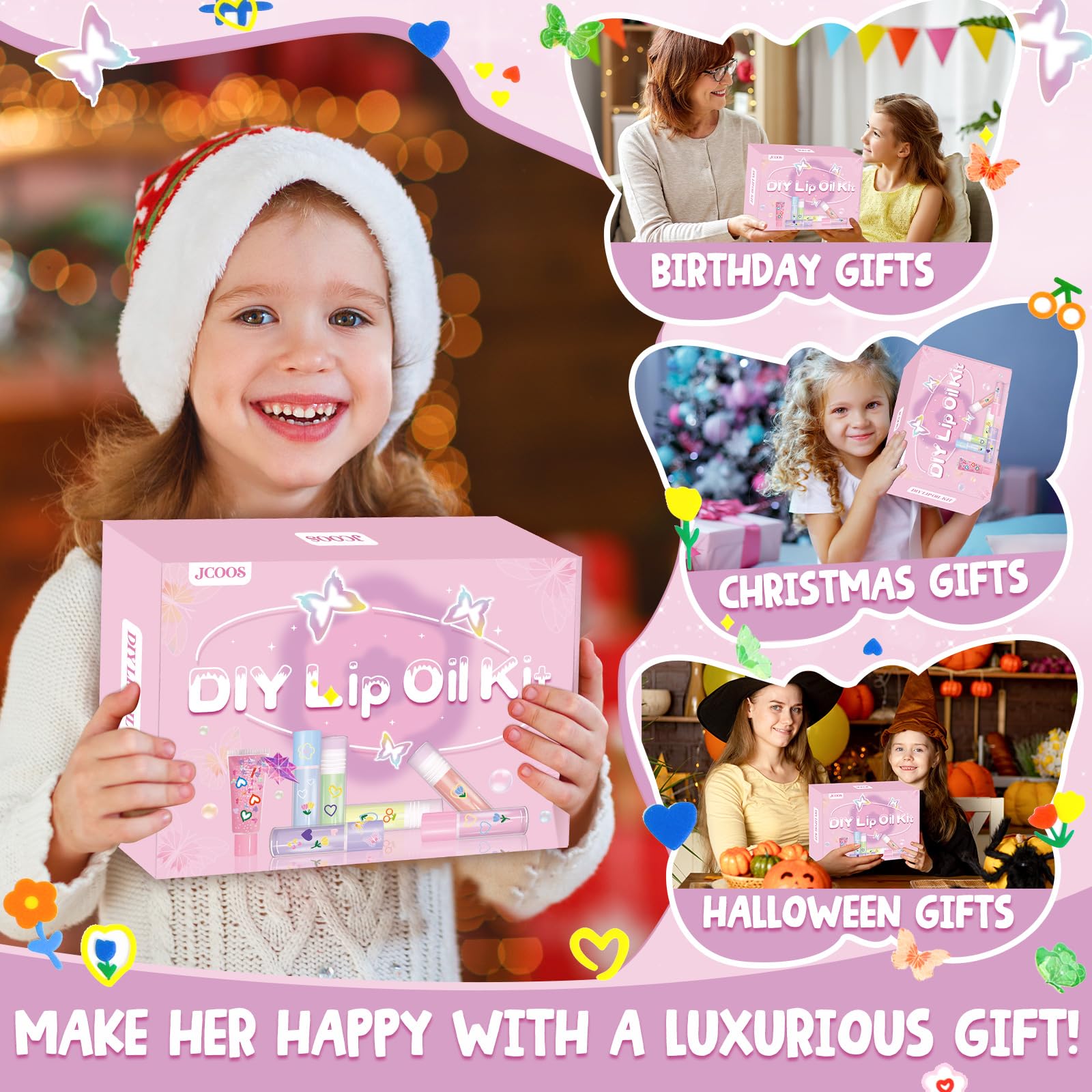 Jcoos lip gloss kit hydrating base delivers moisturized, glossy lips with flavor accents