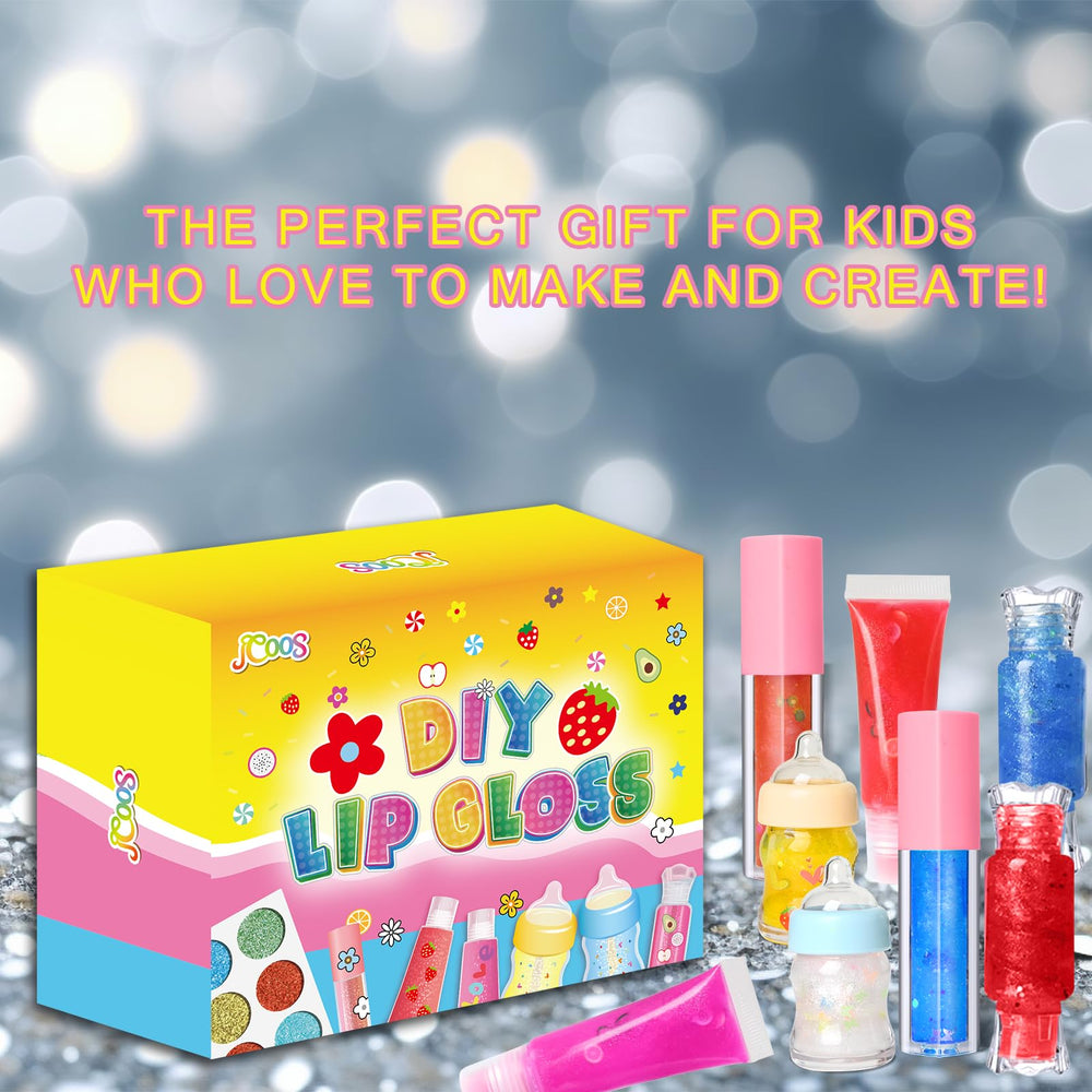 Jcoos soft tubes and syringes emphasize precise measuring and mess-free lip gloss crafting.