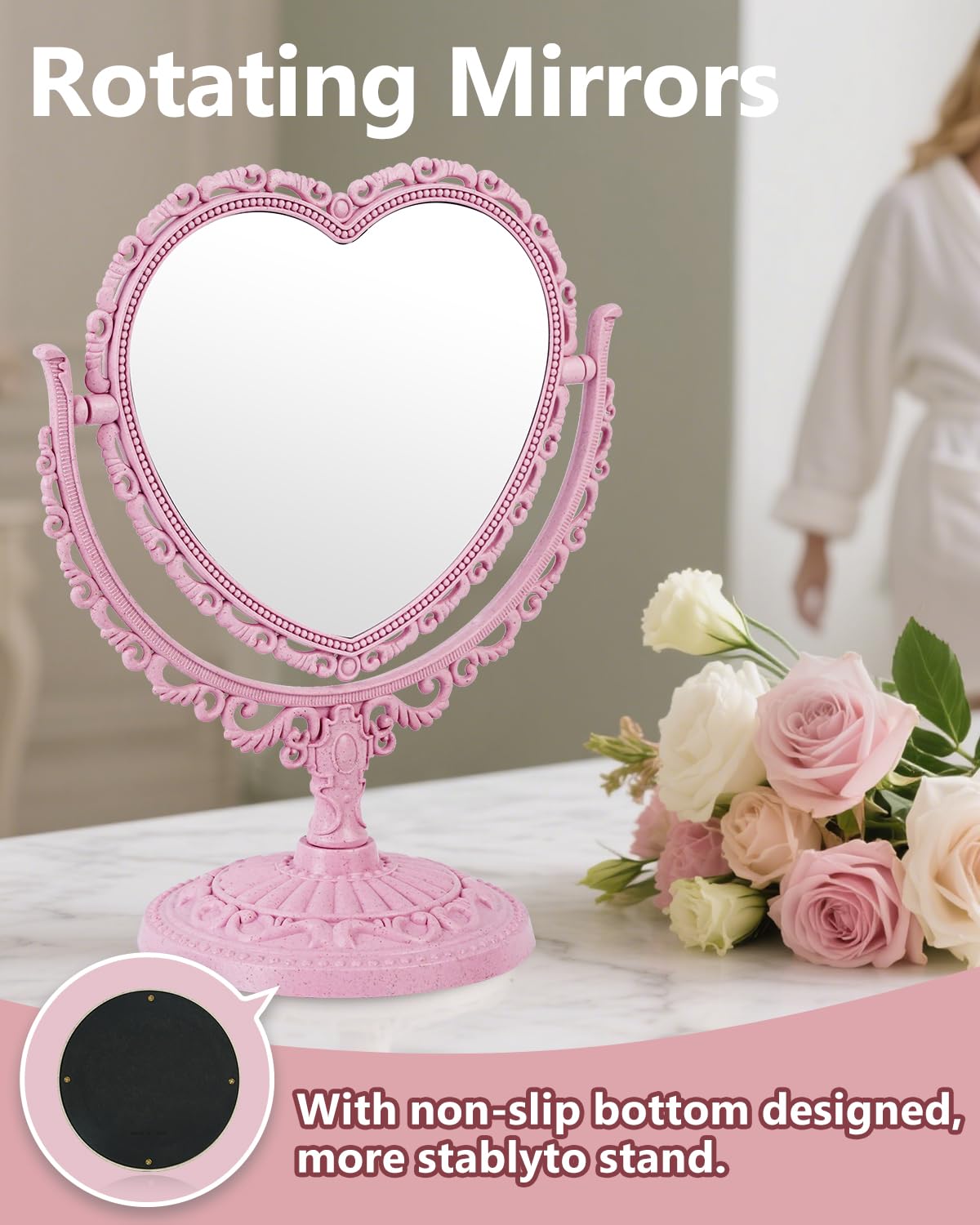 JDPEYI 3x magnification heart mirror for precise makeup details