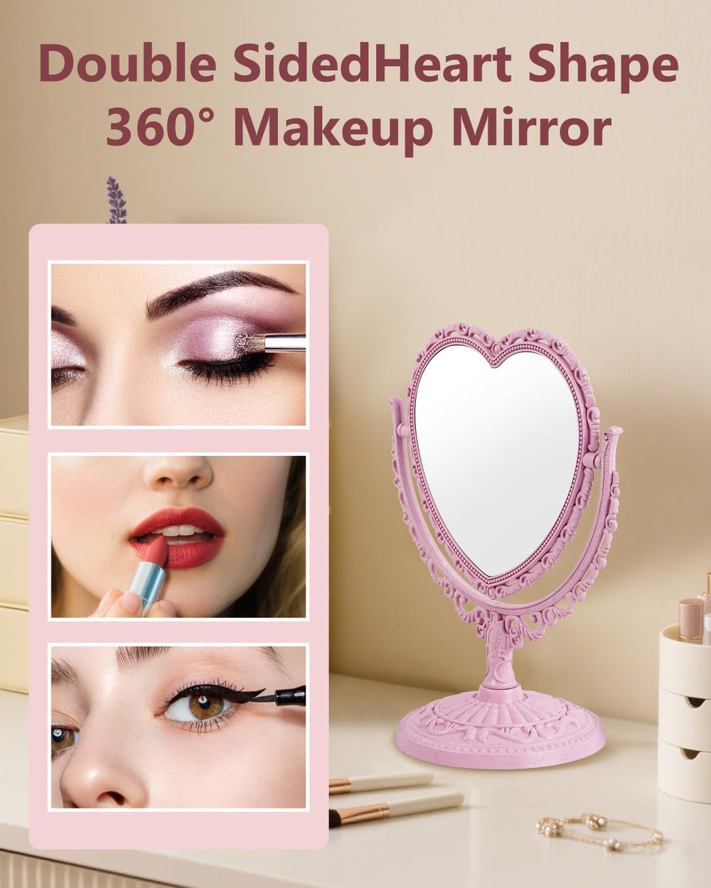 JDPEYI lightweight desk makeup mirror for easy portability