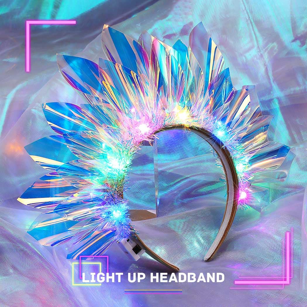 JEAIRTS light up headband close-up reveals TPU detail and glittery finish for glam looks