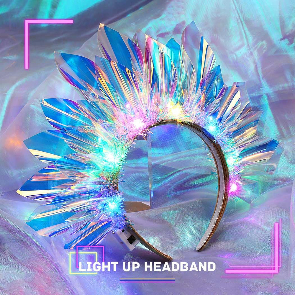 JEAIRTS light up headband close-up reveals TPU detail and glittery finish for glam looks
