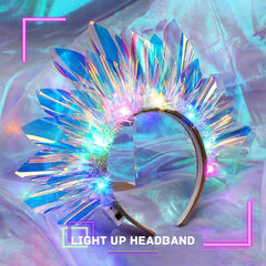 JEAIRTS light up headband close-up reveals TPU detail and glittery finish for glam looks