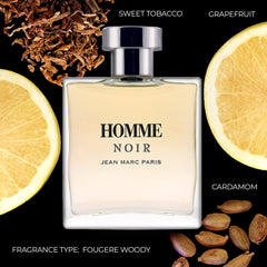 Jean Marc Paris Homme Noir foil-label highlights luxury and premium presentation for gifting.