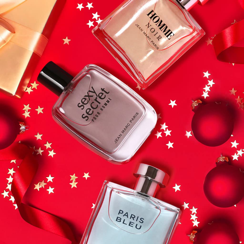 Jean Marc Paris Homme Noir on-skin close-up suggests smooth, welcoming aura after wear.