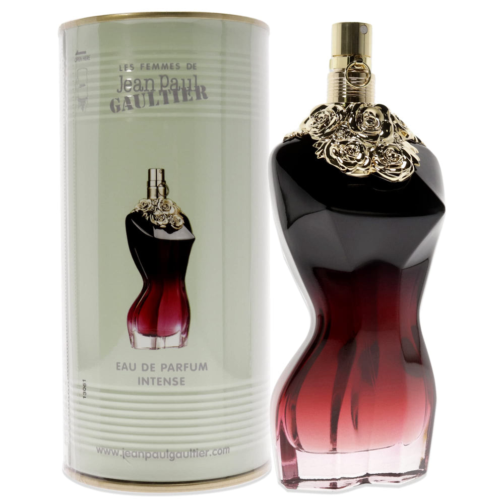 Jean Paul Gaultier La Belle Le Parfum bottle on shelf for confident everyday wear.