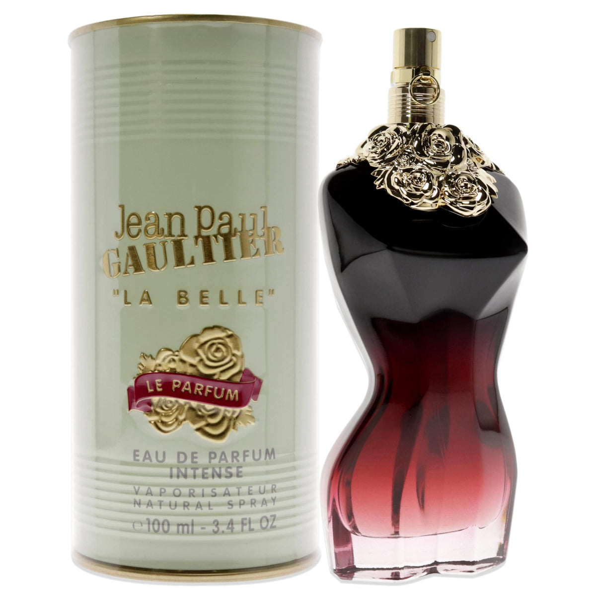Jean Paul Gaultier La Belle Le Parfum bottle close-up for a luxe, long-lasting aura.